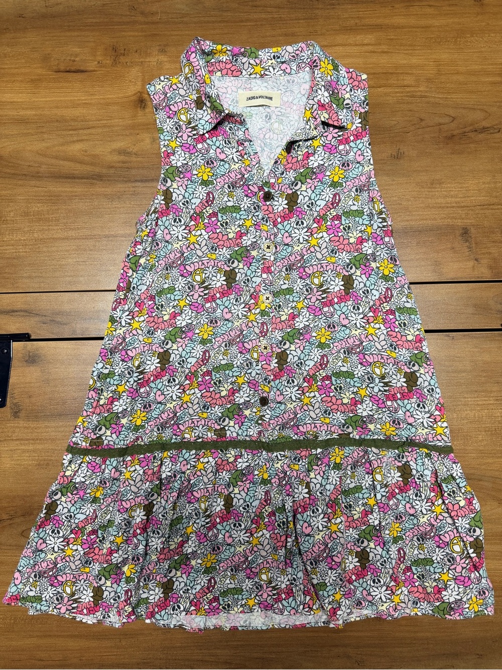 Zadig & Voltaire Girls Pink Sleeveless Dress | Viscose | Designer Print | A-Line